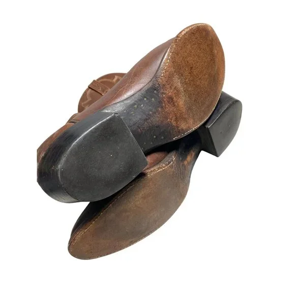 Lucchese 2000 Men Vintage Cowboys Boots Sz 10.5 D Brown Leather Western T3022R4 - Picture 5 of 16